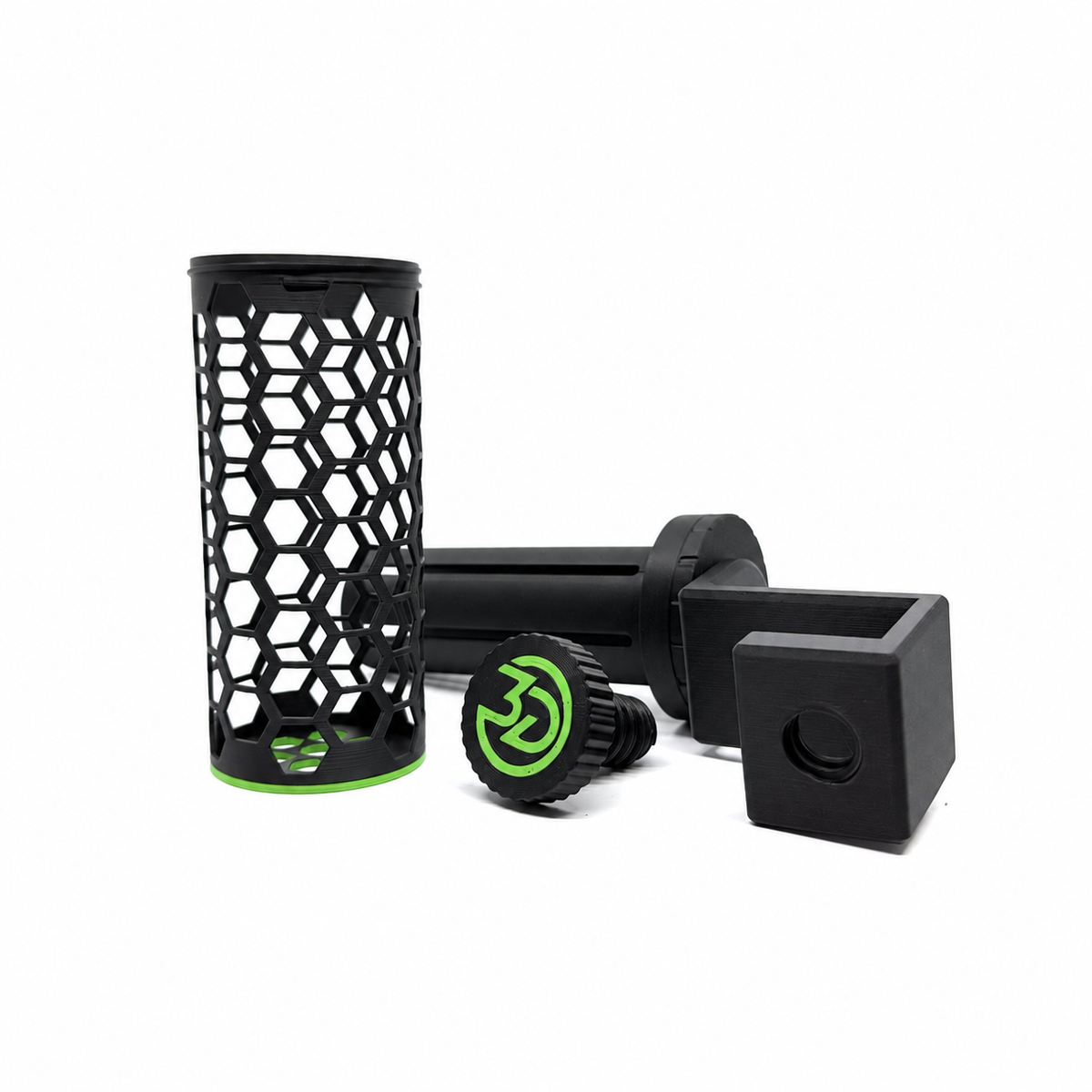 Disassembled nori feeder showing the cage, insert and mounting screw