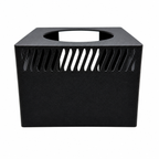 Front view of a black Red Sea ReefLED G2 light shade with angled ventilation slots.